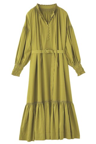 FRILL COLLAR SHIRRING DRESS/フリルカラーシャーリングカラーシャーリングドレス