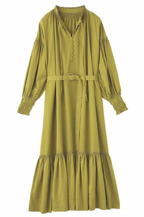 FRILL COLLAR SHIRRING DRESS/フリルカラーシャーリングカラーシャーリングドレス