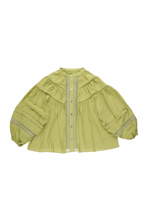 FRONT LACE SHIRRING BLOUSE/フロントレースレースシャーリングブラウス FRONT LACE SHIRRING BLOUSE/フロントレースレースシャーリングブラウス