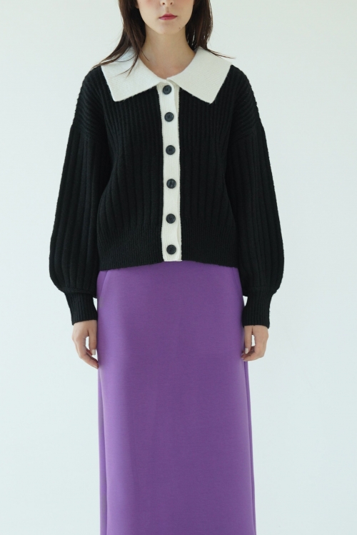 RIB-KNIT POLO COLLAR CARDIGAN/リブニットポロ衿カーディガン