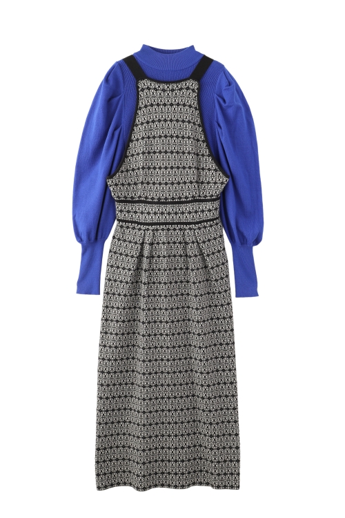 LATTICEWORK JACQUARD KNIT DRESS(INNER SET)