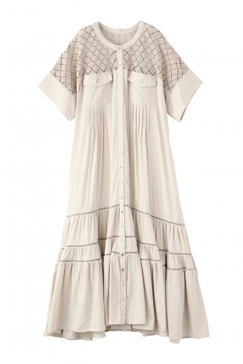 BLOCK LACE TIERED DRESS