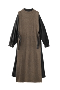 LONG KNIT VEST SET PLEATS DRESS