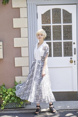 レイヤードスカート付デニムペイズリーワンピ