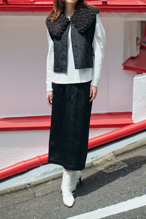 METALLIC LEATHER TIGHT SKIRT/メタリックレザータイトスカート