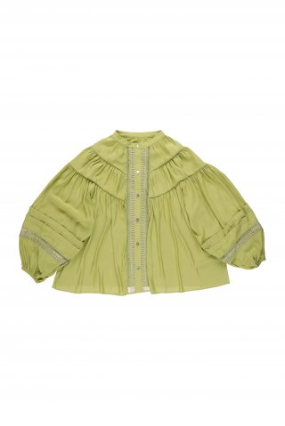 FRONT LACE SHIRRING BLOUSE/フロントレースレースシャーリングブラウス