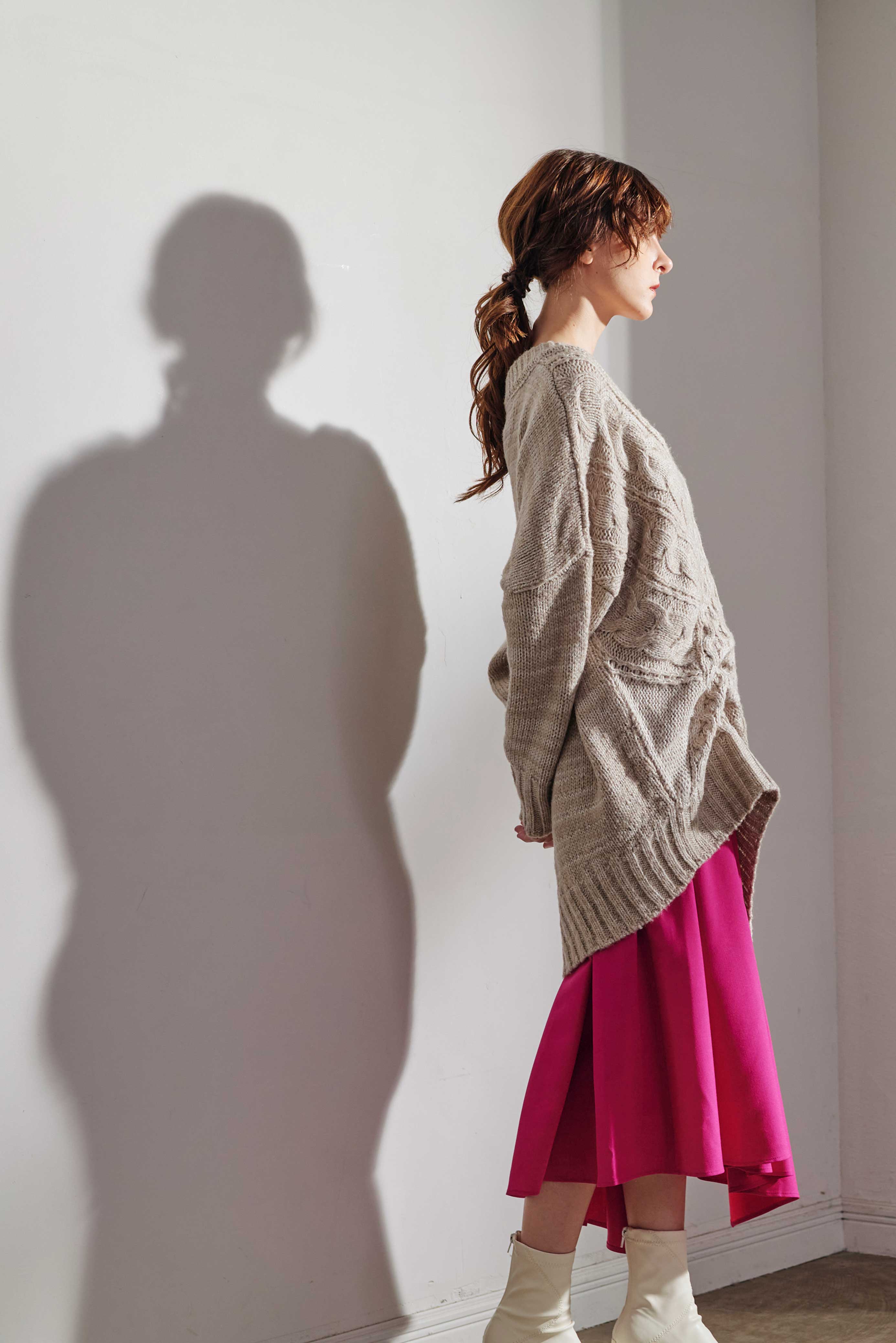 IRREGULAR-HEM PLEATS SKIRT/イレヘムプリーツスカート