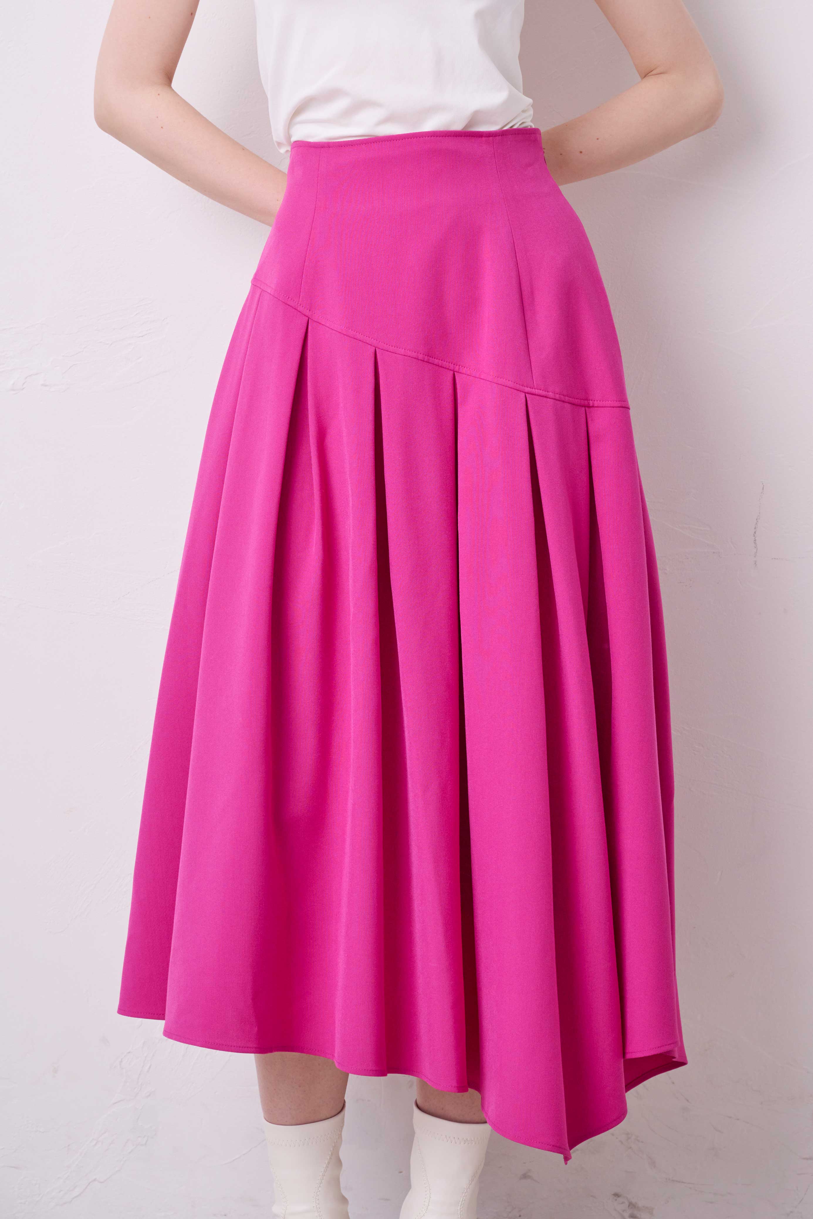 IRREGULAR-HEM PLEATS SKIRT/イレヘムプリーツスカート