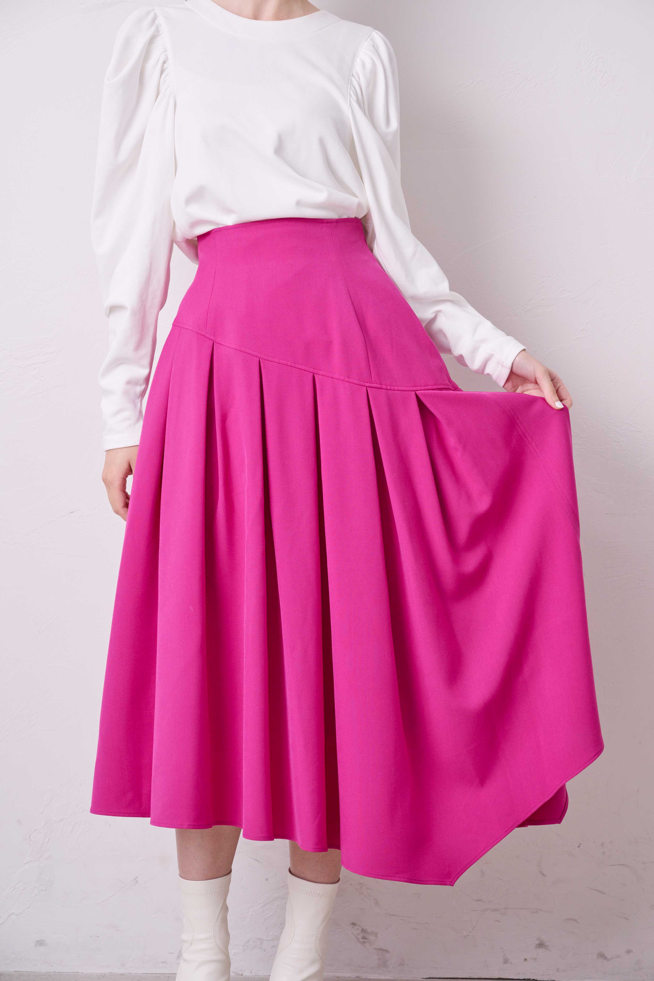 IRREGULAR-HEM PLEATS SKIRT/イレヘムプリーツスカート