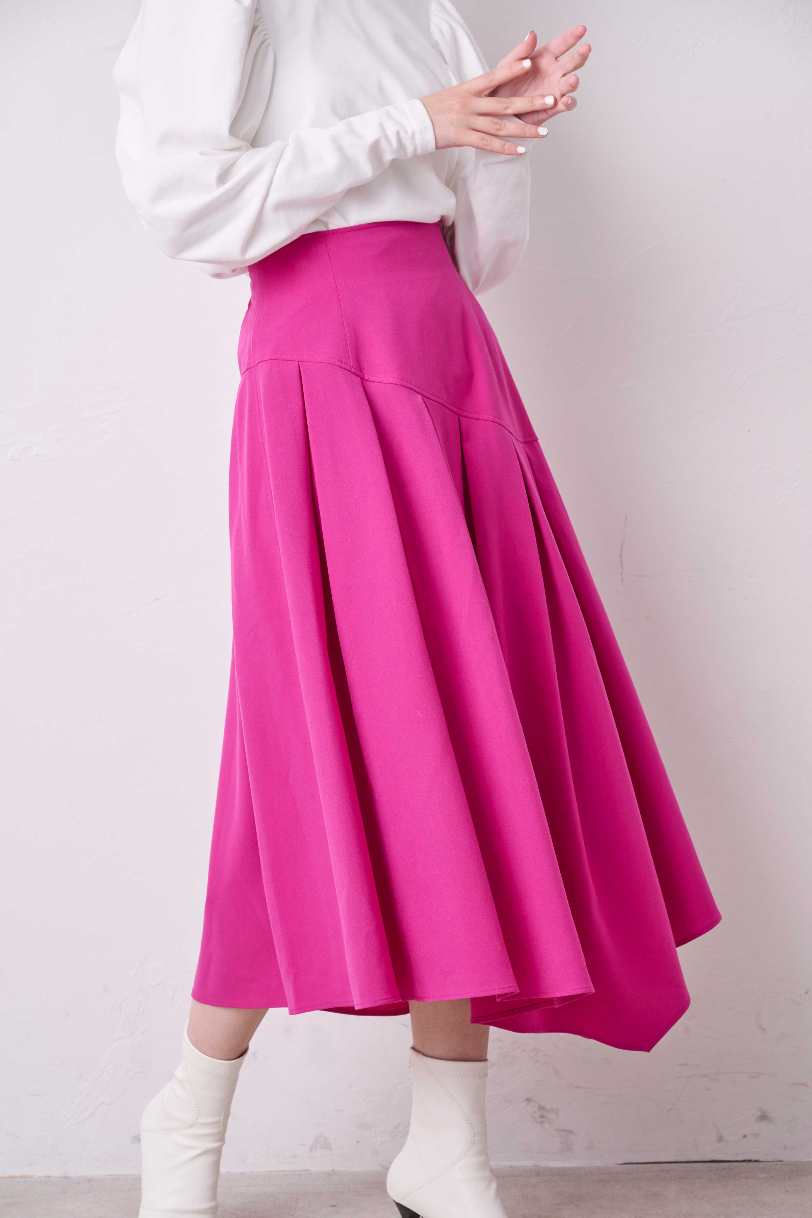 IRREGULAR-HEM PLEATS SKIRT/イレヘムプリーツスカート