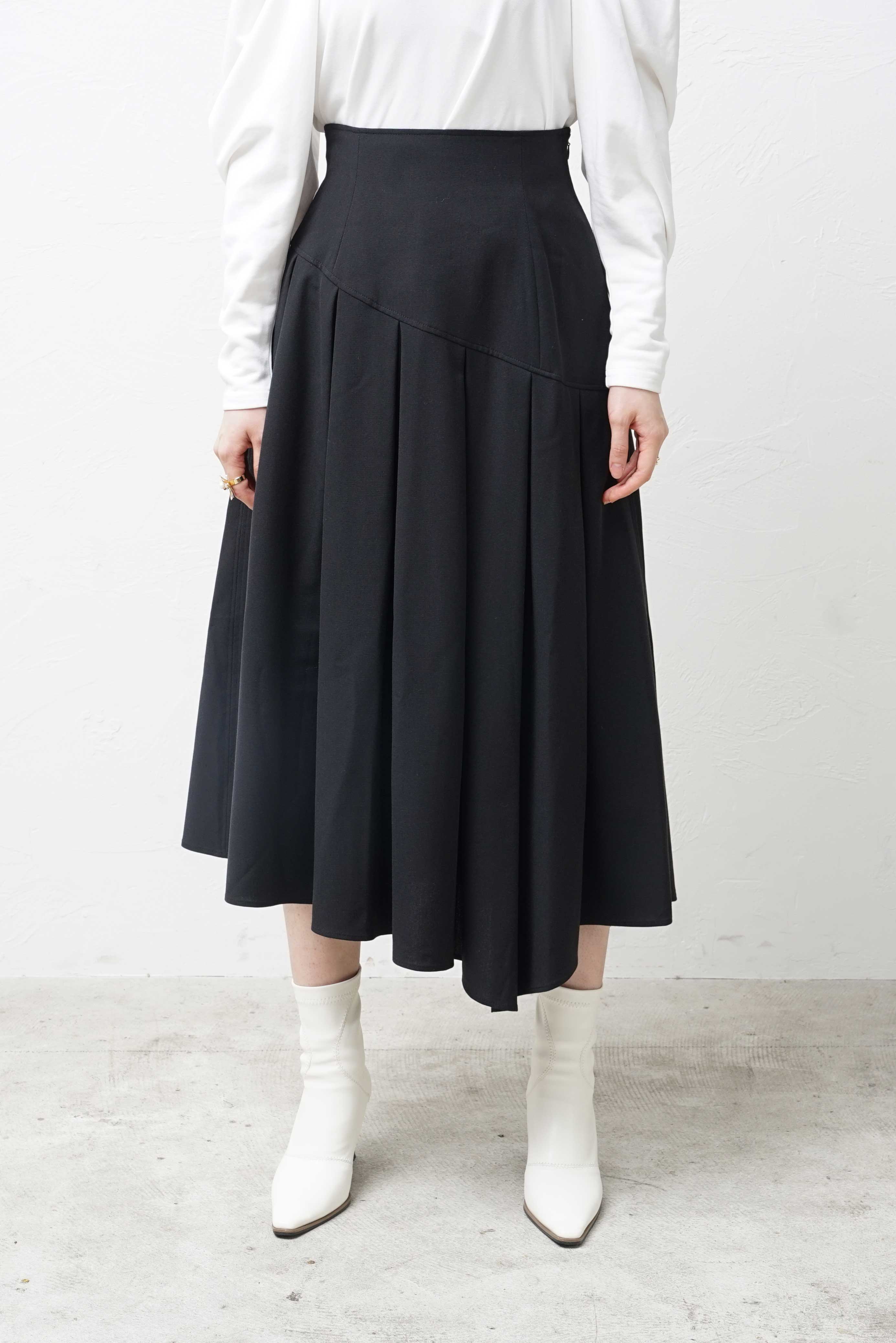 IRREGULAR-HEM PLEATS SKIRT/イレヘムプリーツスカート