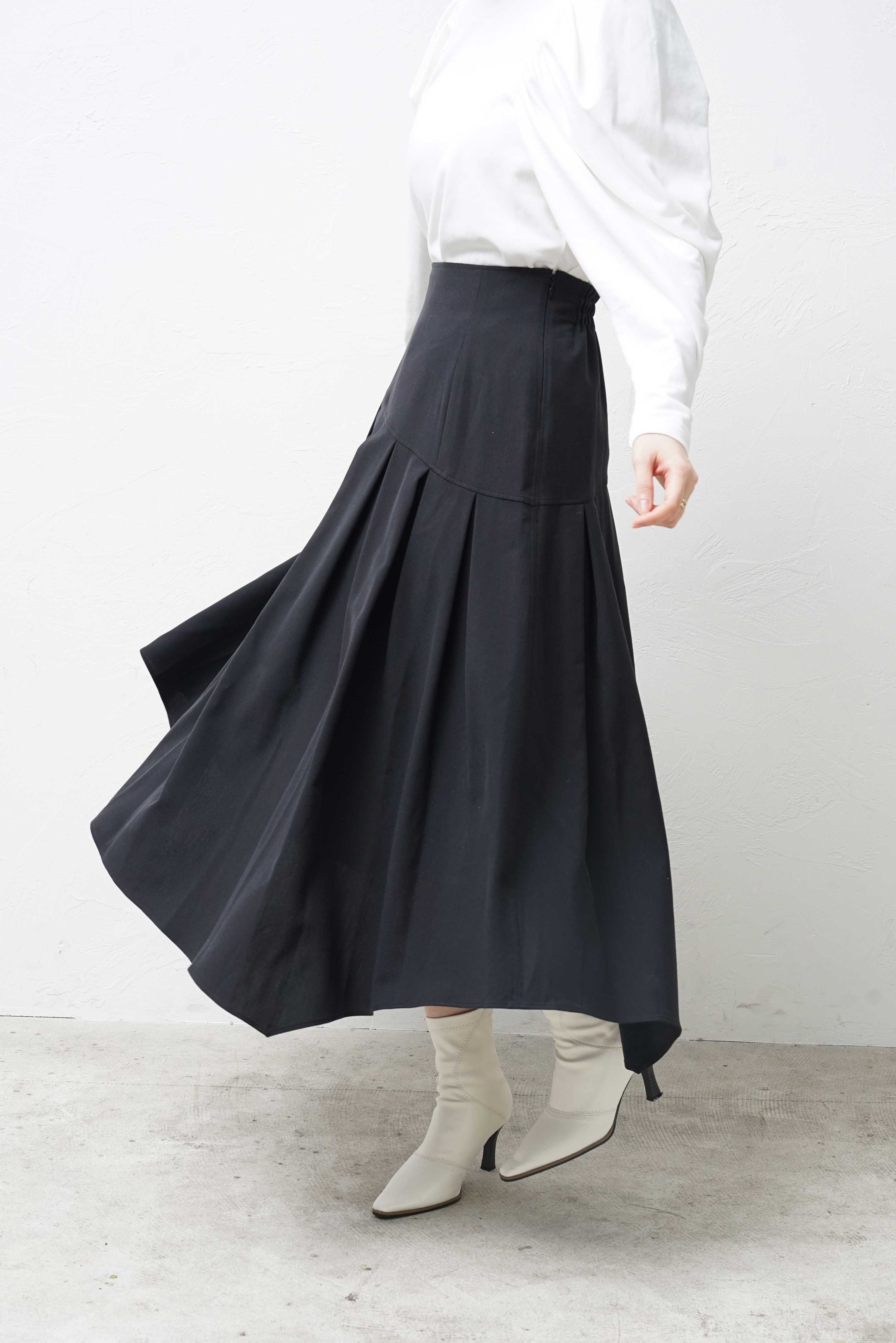 IRREGULAR-HEM PLEATS SKIRT/イレヘムプリーツスカート