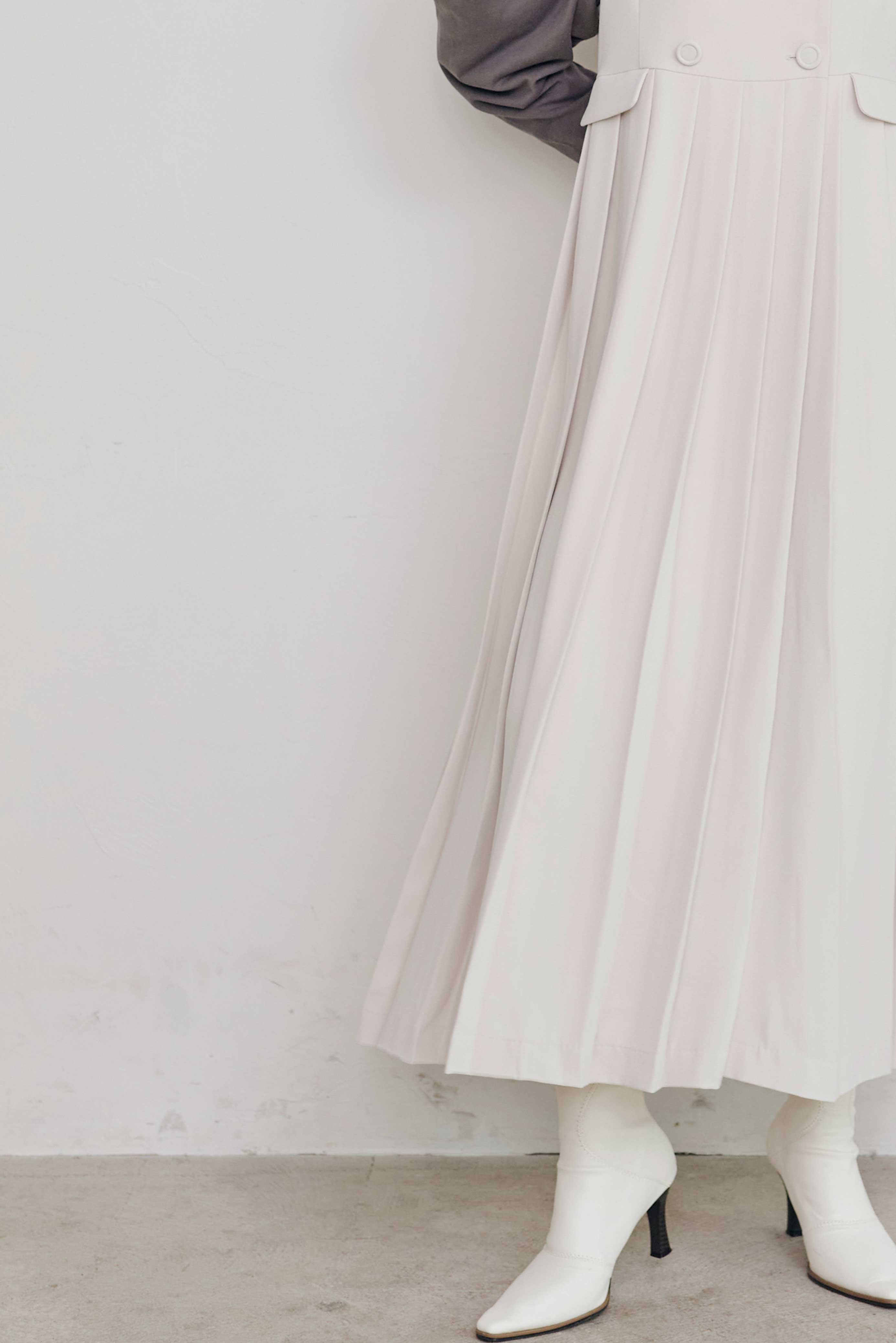 NO COLLAR PLEATS DOUBLE GILET/ノーカラープリーツダブルジレ