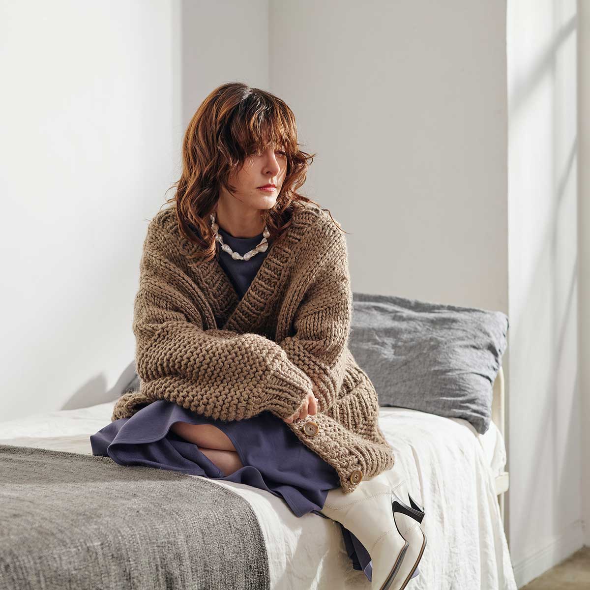 OVERSIZED HAND KNITTED COAT/オーバーサイズハンドニットコート