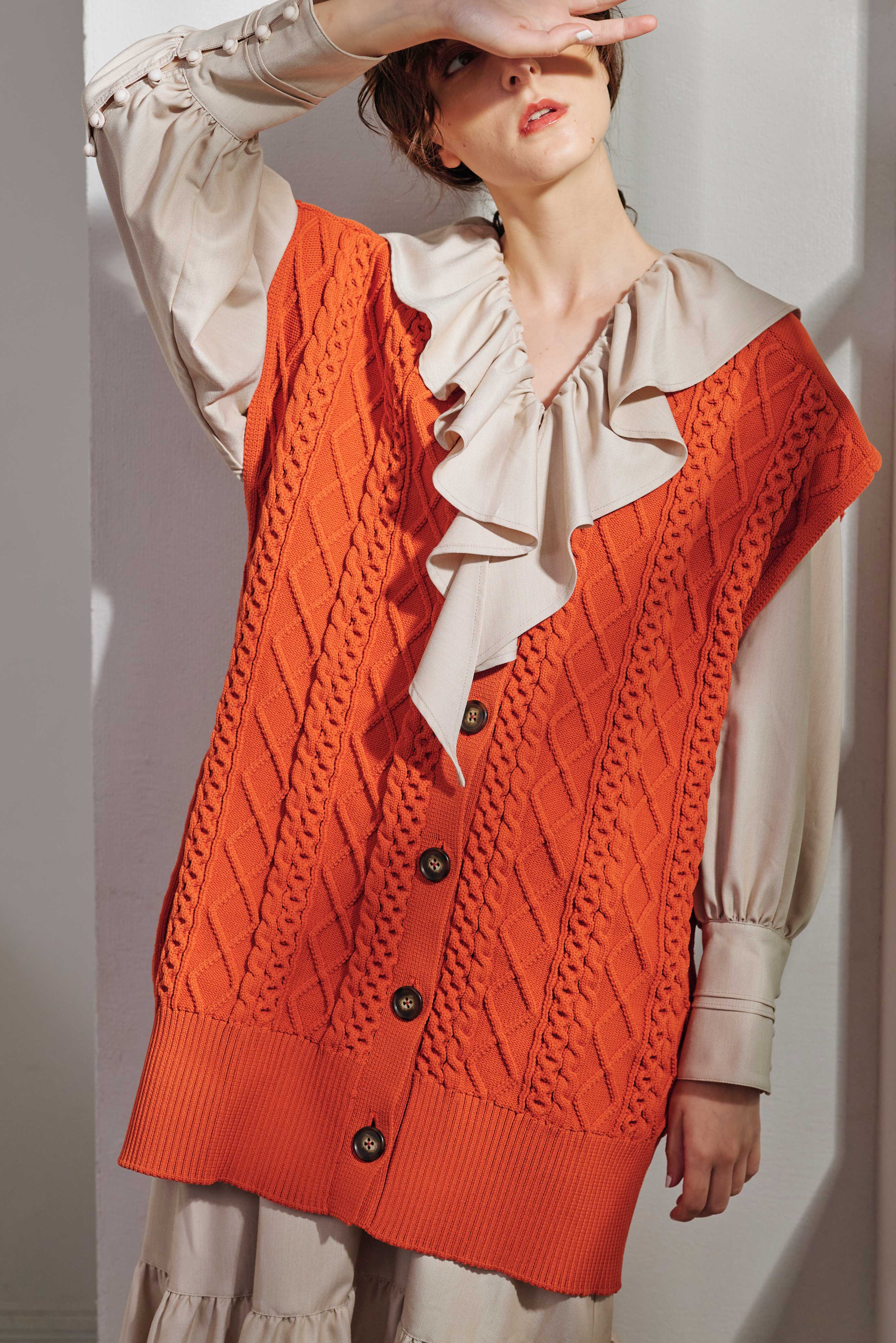 HIGH GAUGE CABLE KNIT VEST/ハイゲージケーブルニットベスト