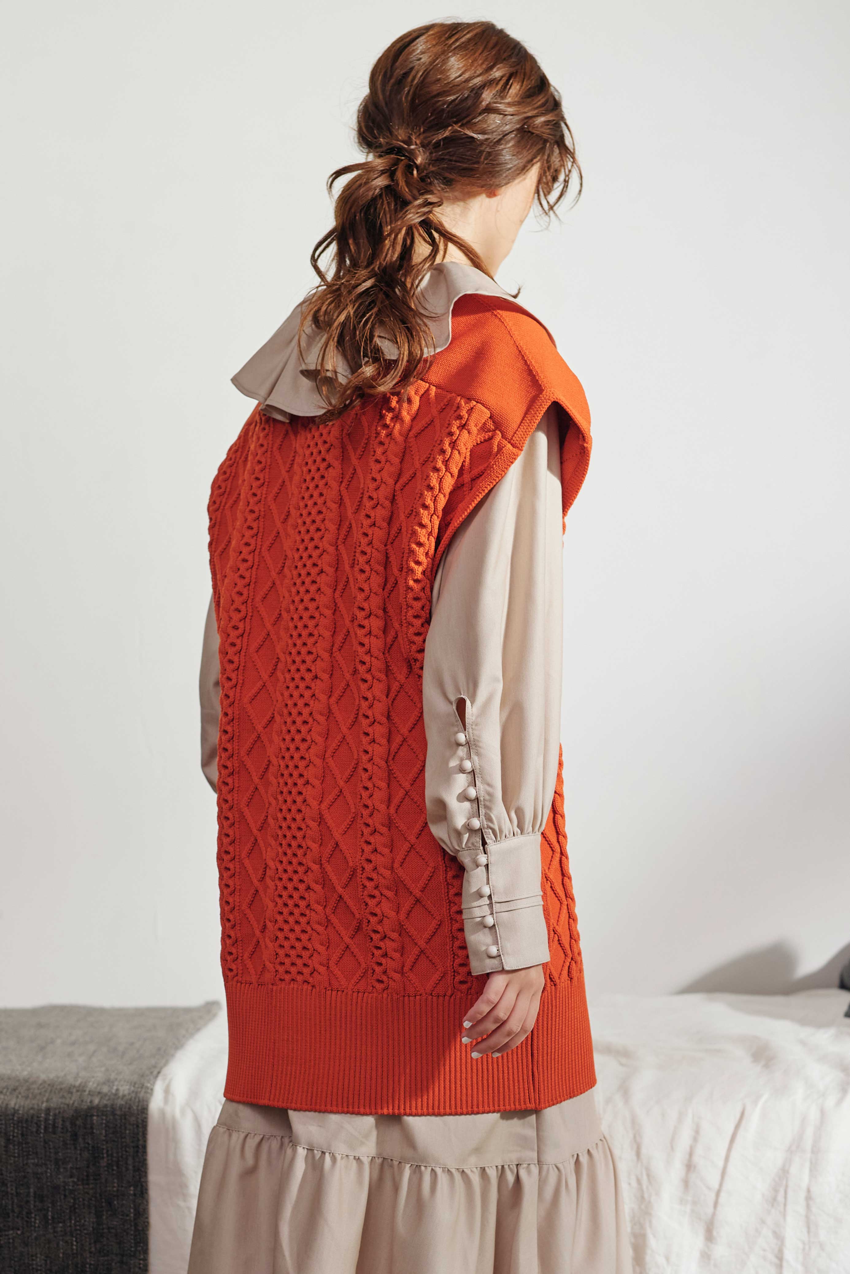 HIGH GAUGE CABLE KNIT VEST/ハイゲージケーブルニットベスト