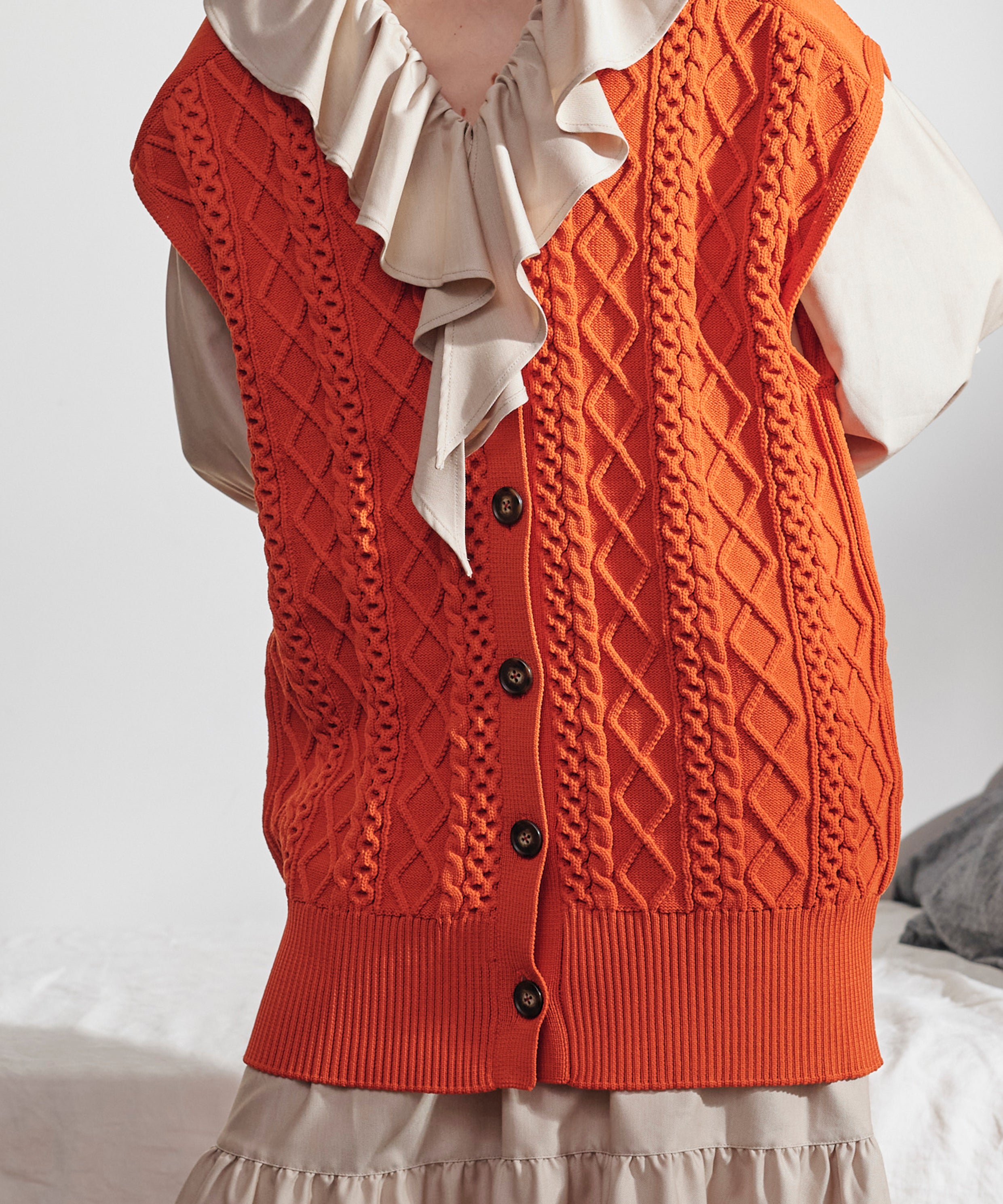 HIGH GAUGE CABLE KNIT VEST/ハイゲージケーブルニットベスト