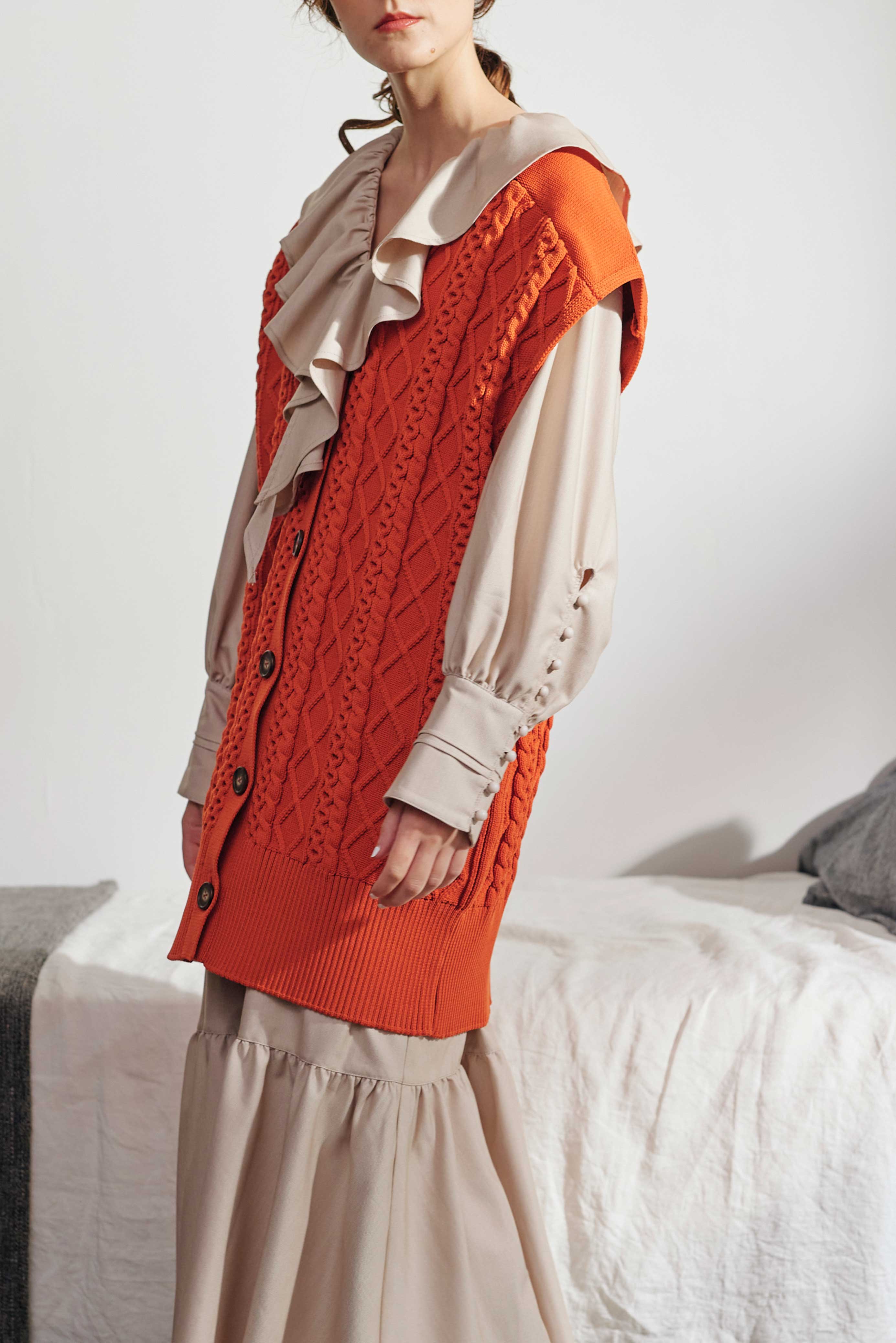 HIGH GAUGE CABLE KNIT VEST/ハイゲージケーブルニットベスト