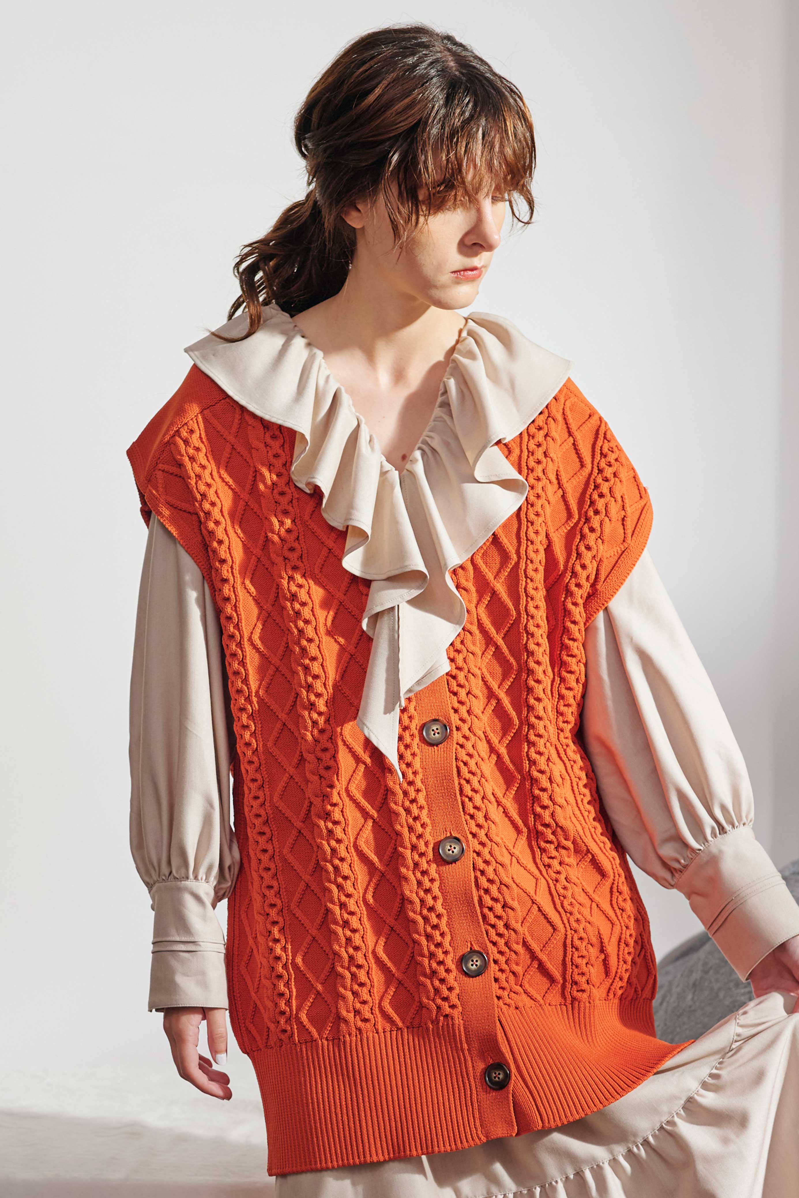 HIGH GAUGE CABLE KNIT VEST/ハイゲージケーブルニットベスト