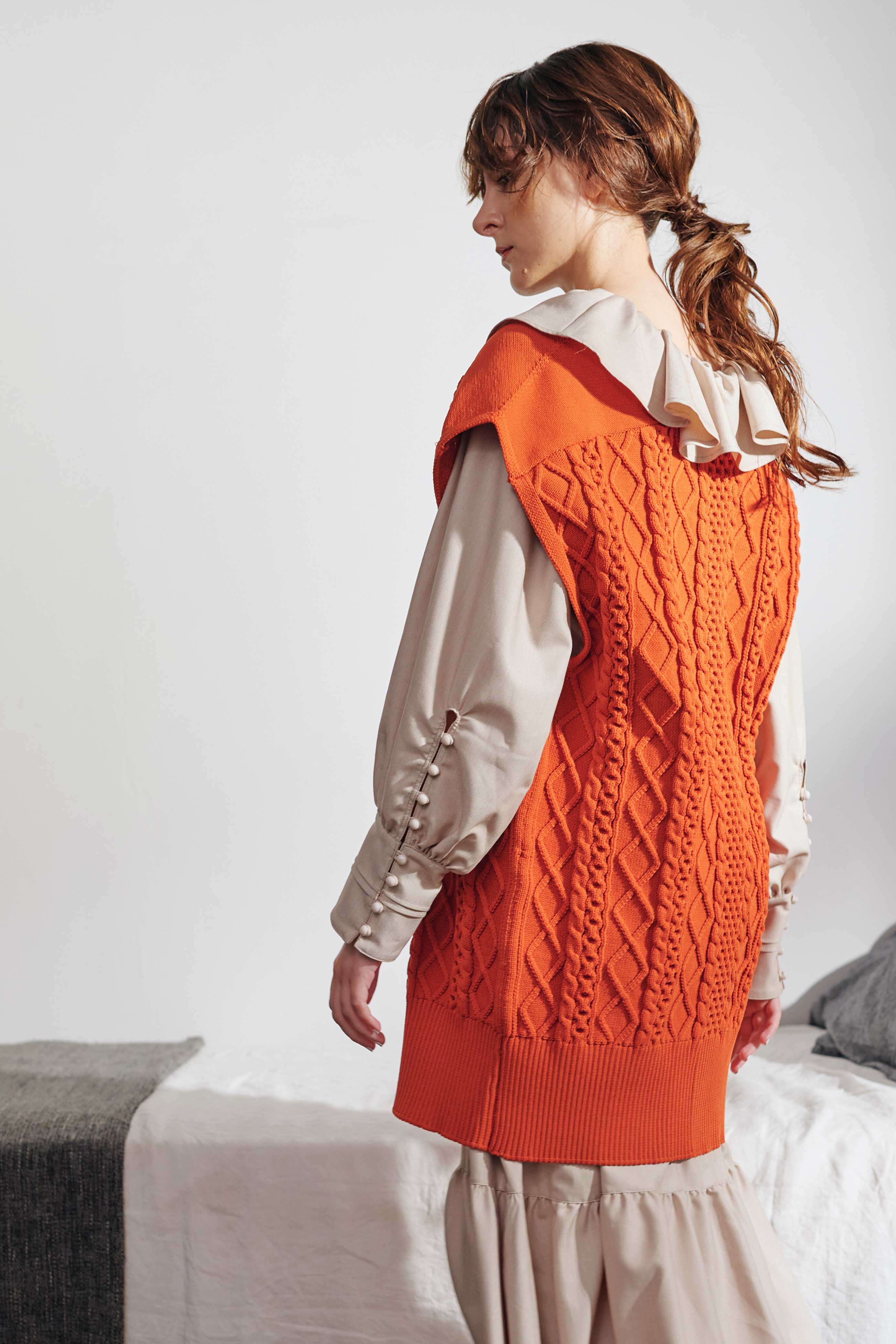 HIGH GAUGE CABLE KNIT VEST/ハイゲージケーブルニットベスト