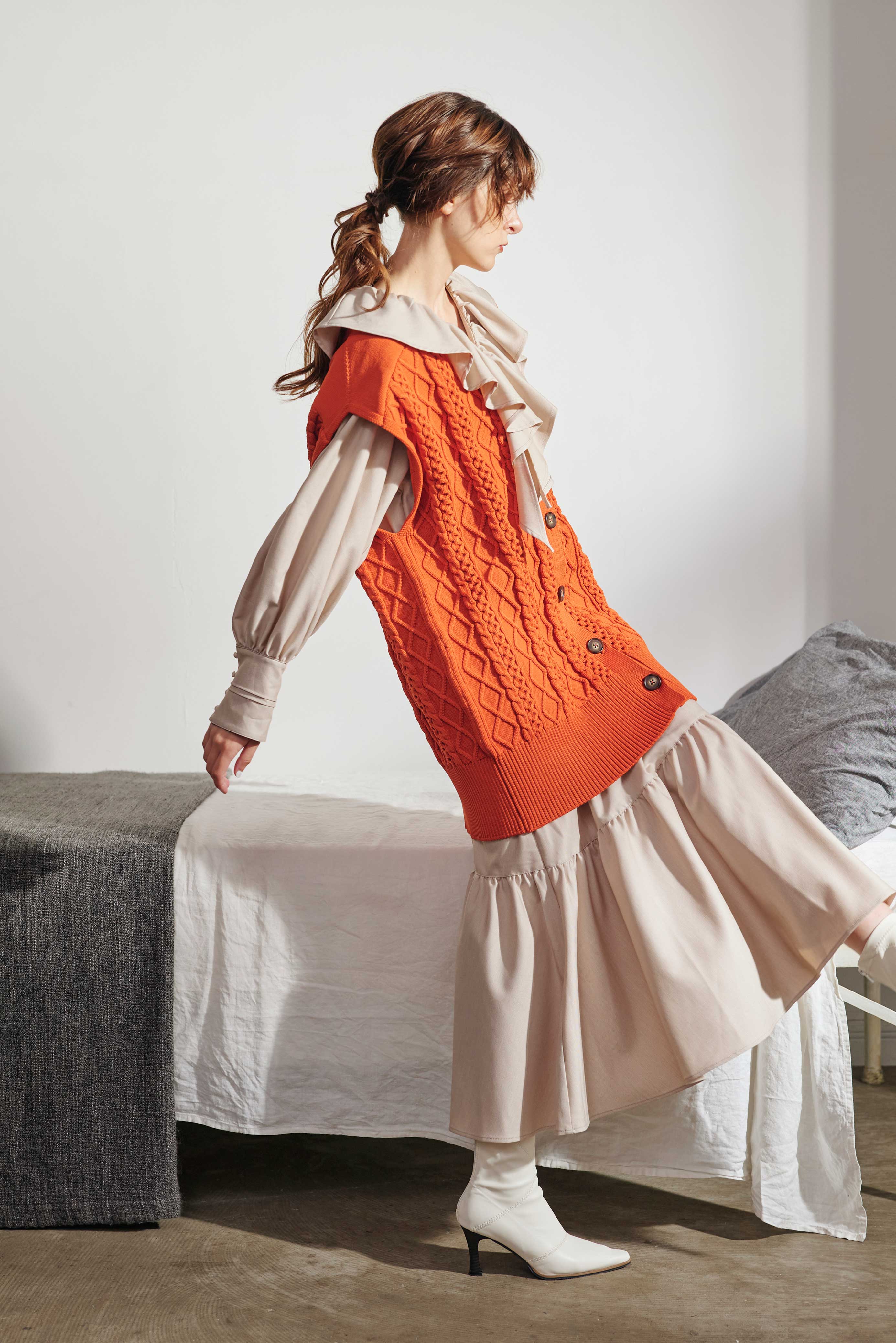 HIGH GAUGE CABLE KNIT VEST/ハイゲージケーブルニットベスト