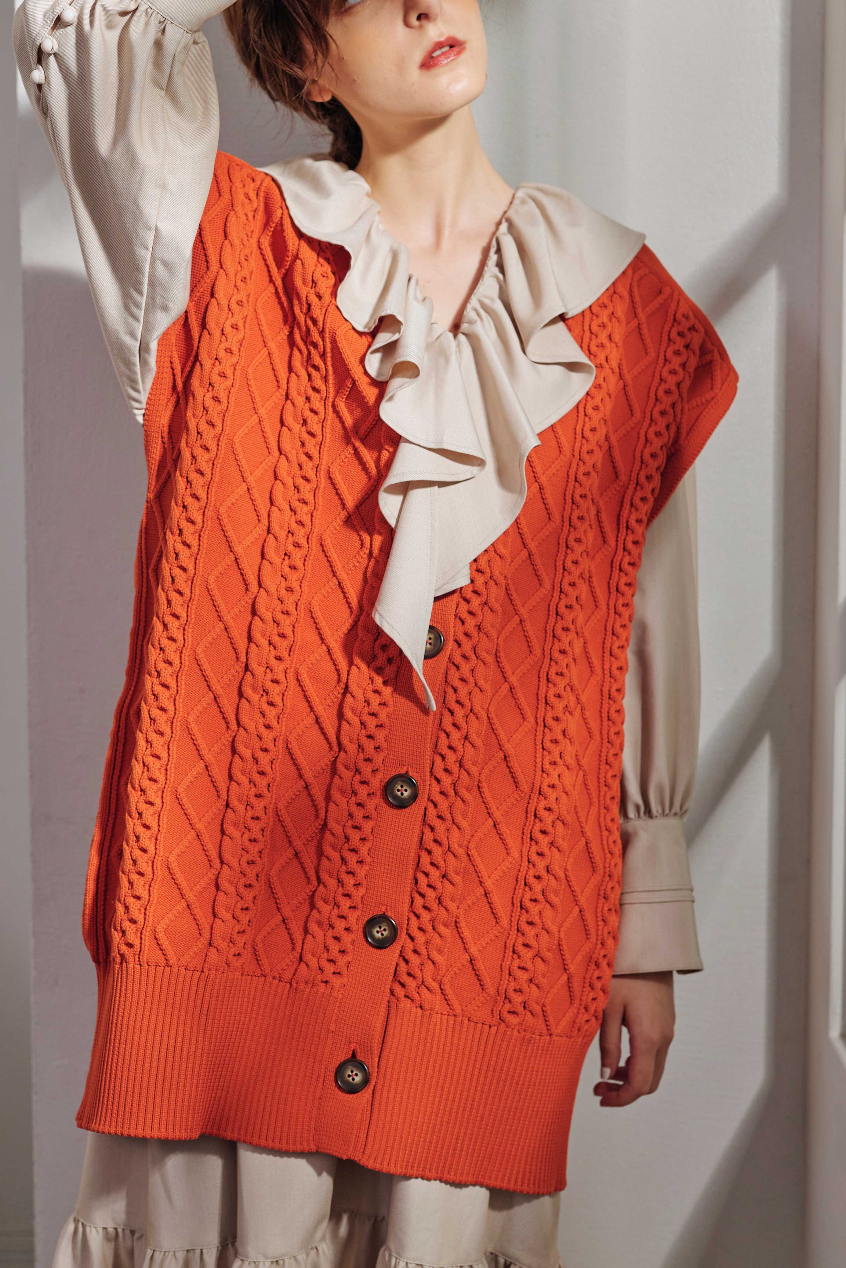 HIGH GAUGE CABLE KNIT VEST/ハイゲージケーブルニットベスト