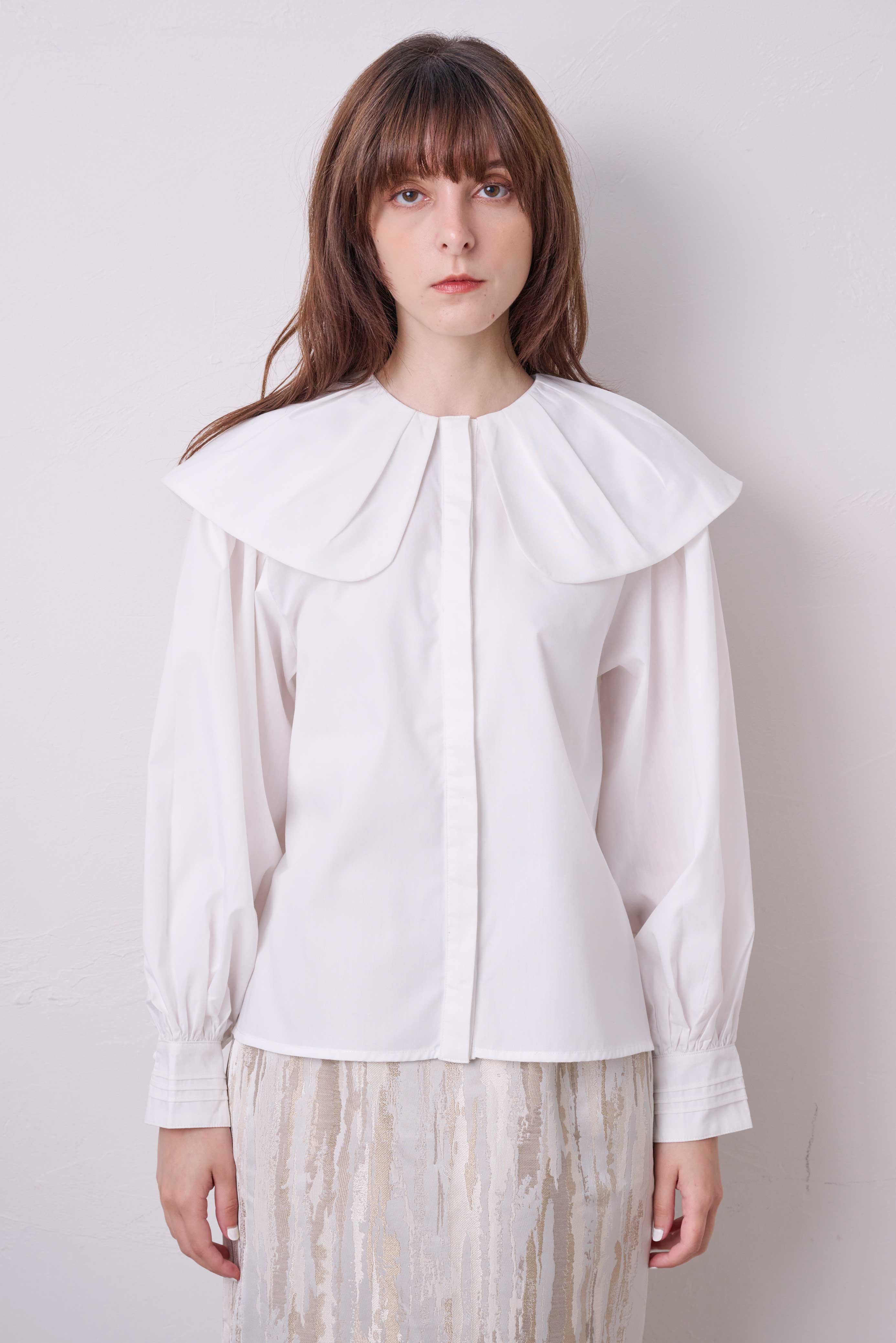 GATHERED COLLAR DESIGN BLOUSE/ギャザー襟デザインブラウス