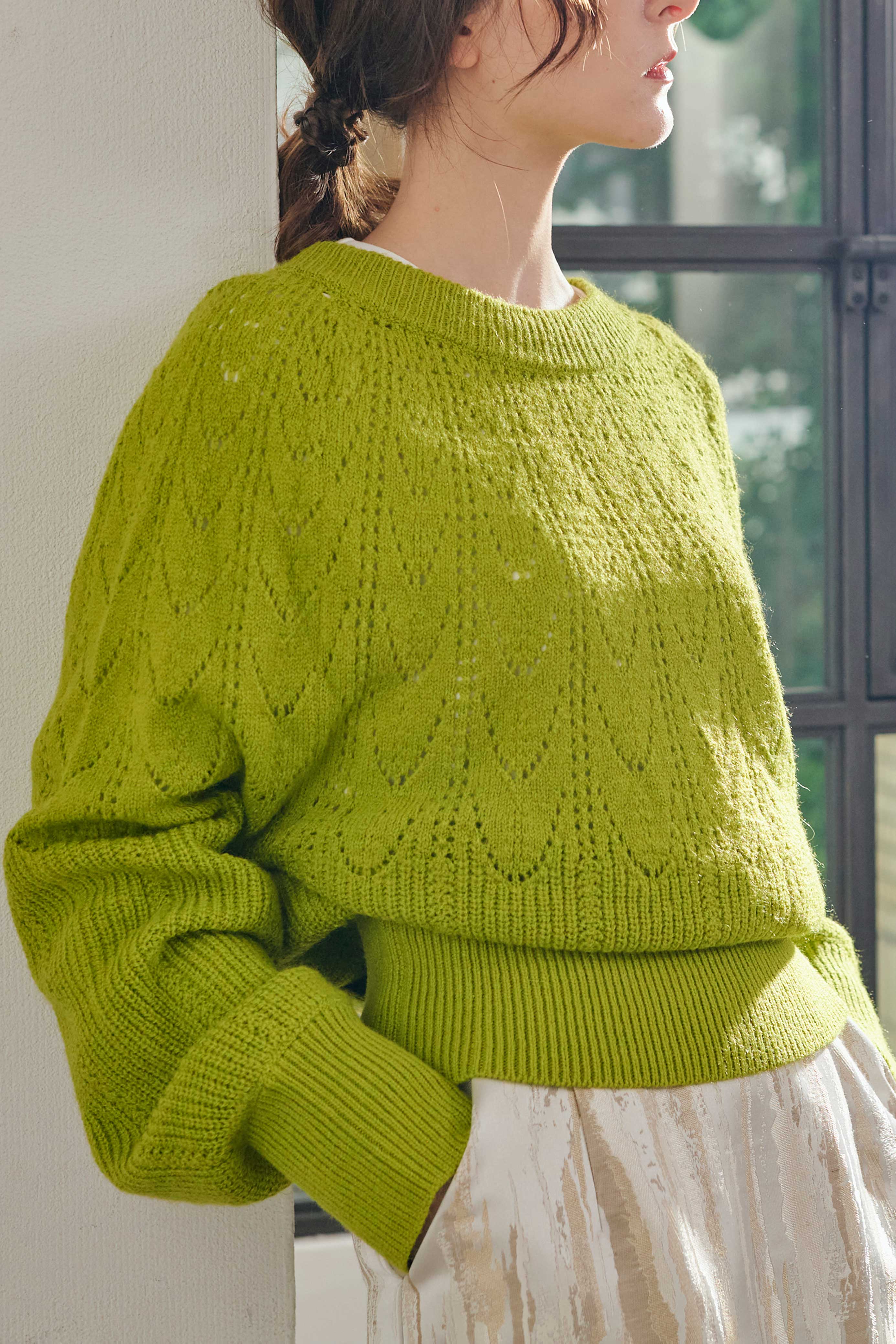 OPENWORK KNITTING 2WAY TOPS/求心透かし編み2WAYニット