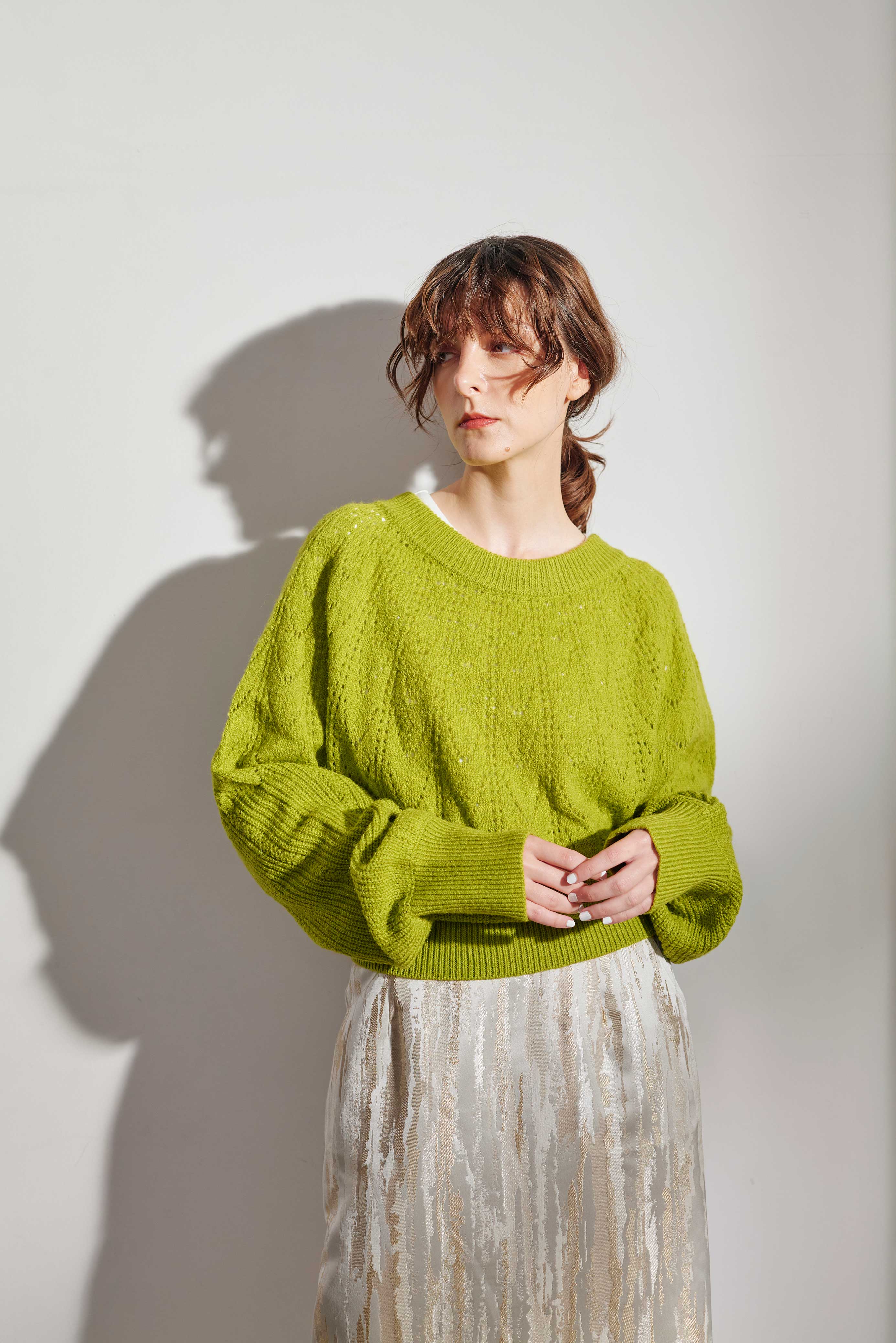 OPENWORK KNITTING 2WAY TOPS/求心透かし編み2WAYニット