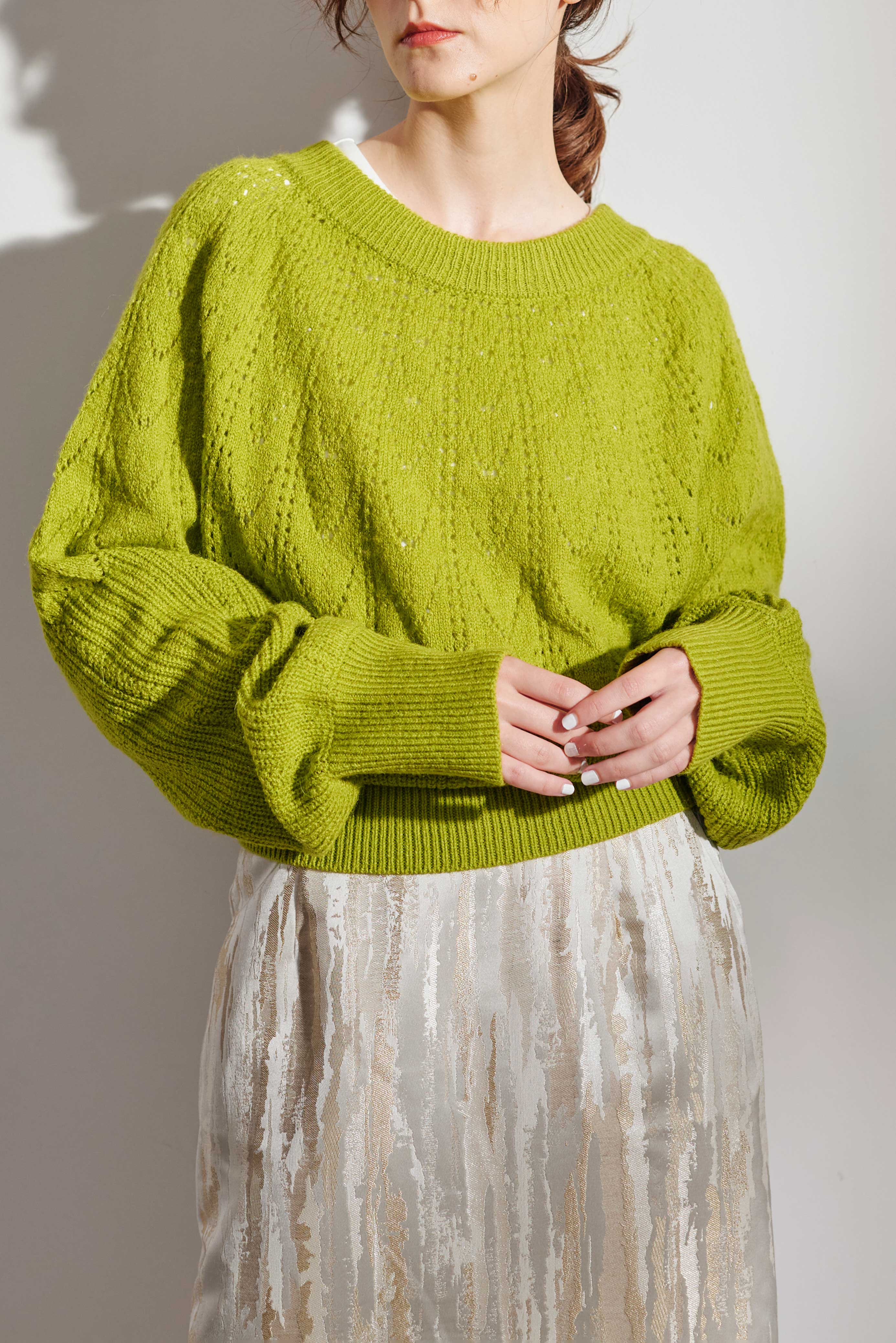 OPENWORK KNITTING 2WAY TOPS/求心透かし編み2WAYニット