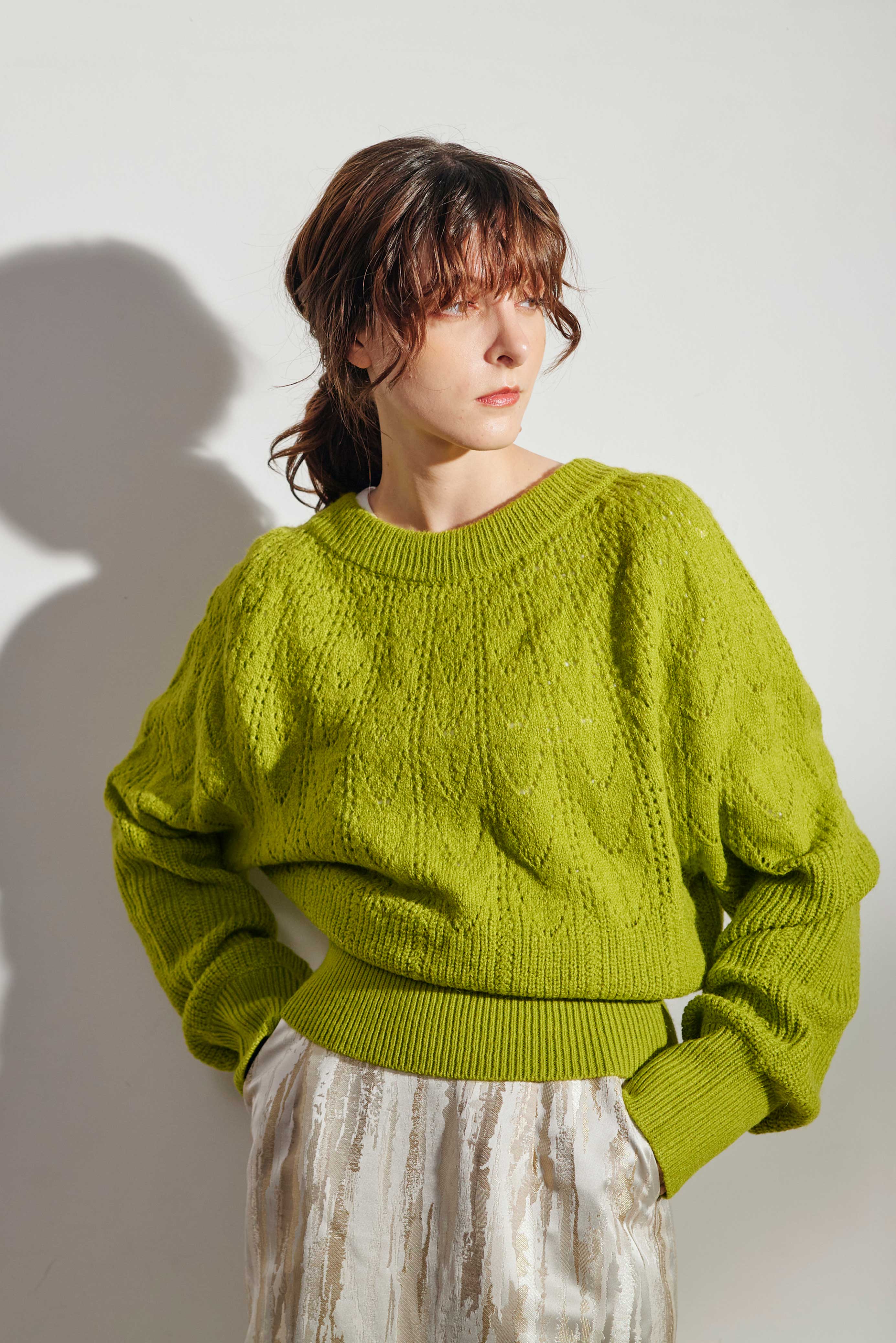 OPENWORK KNITTING 2WAY TOPS/求心透かし編み2WAYニット