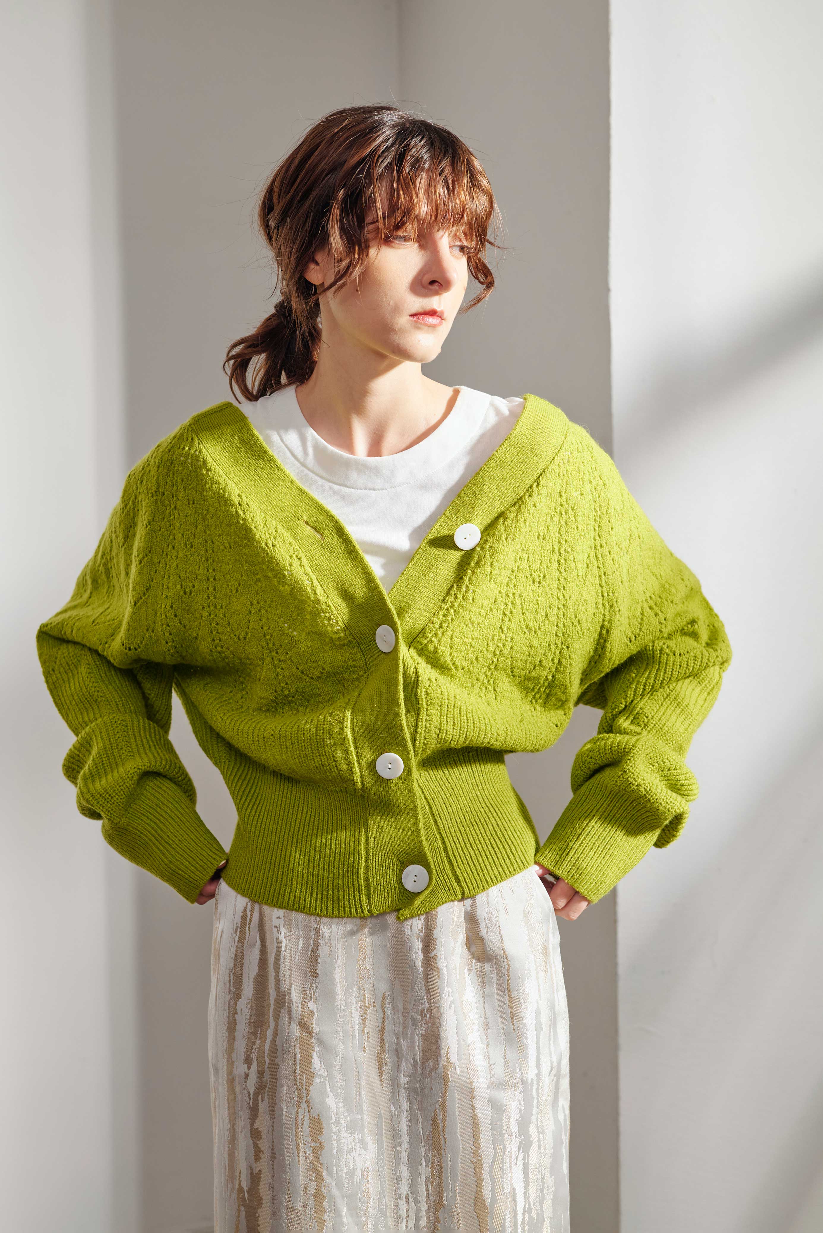 OPENWORK KNITTING 2WAY TOPS/求心透かし編み2WAYニット